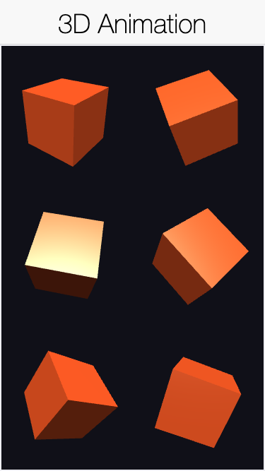 Six rotation stages of an animated cube